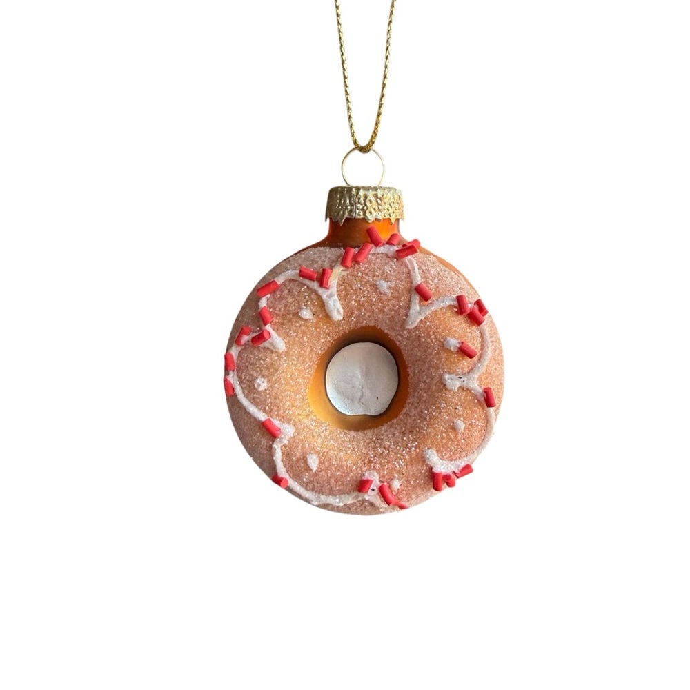 Glass Donut Ornament, 2”